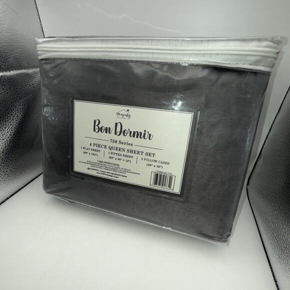 Queen Size Bed Sheet Set Gray - Majesty - Picture 4 of 9